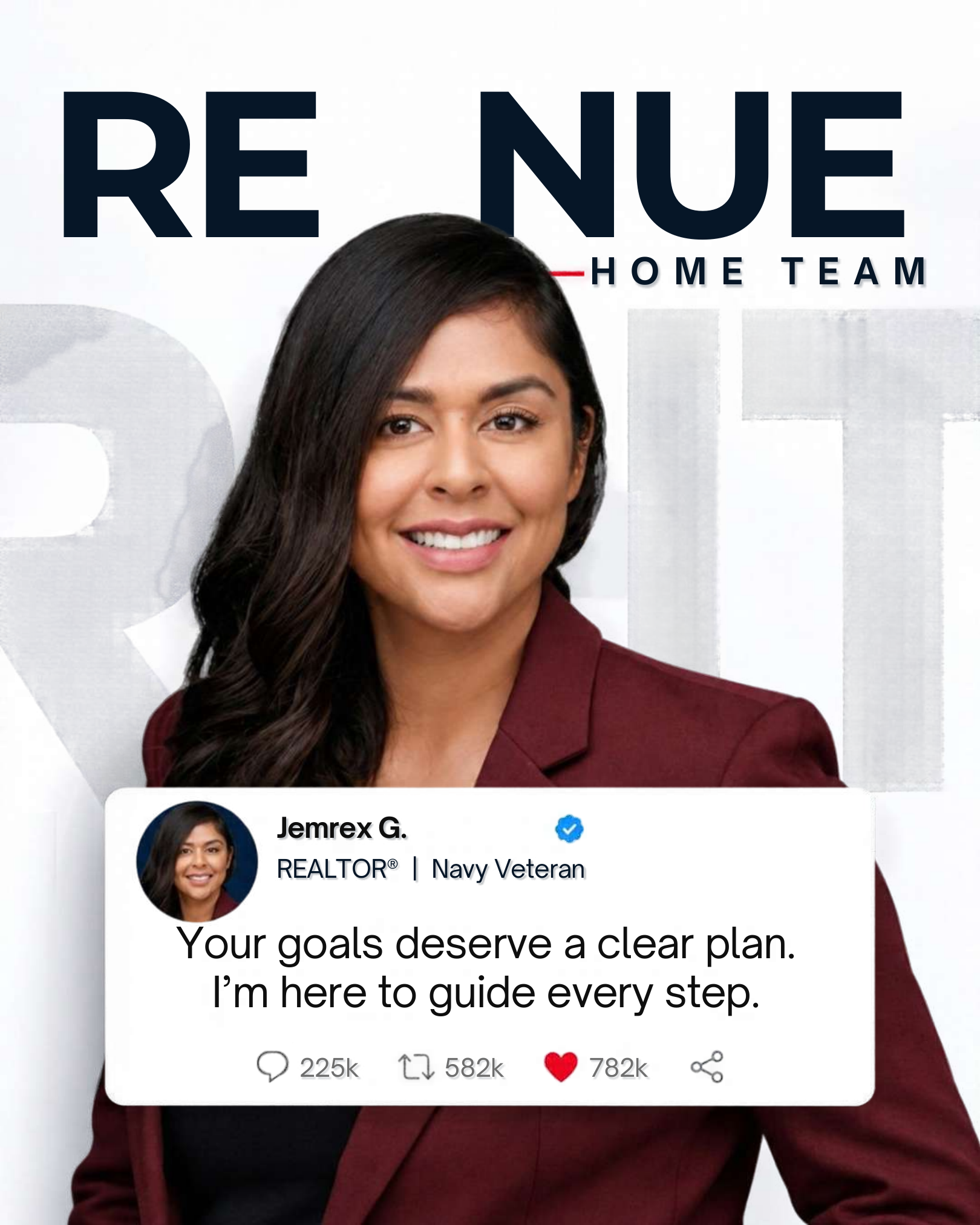 Personal brand social media card for a realtor and Navy veteran